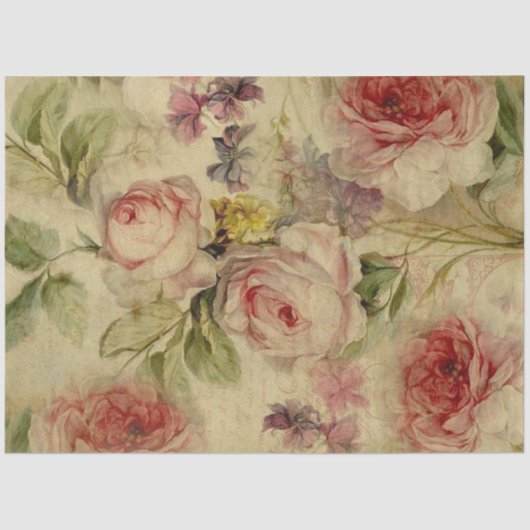 ontkoppeling van Floral Bouquet Script Ephemera Tissuepapier (Voorkant)