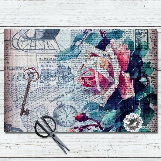 Ontkoppeling van Floral Key Ephemera Tissuepapier