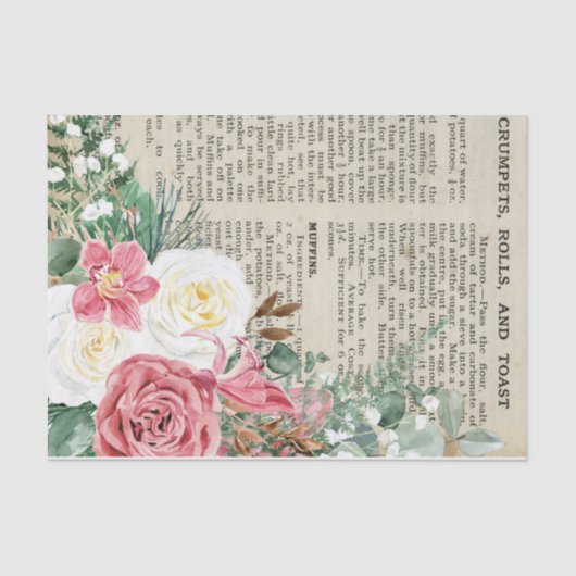 Ontkoppeling van Floral  Recipe Tissuepapier (Voorkant)