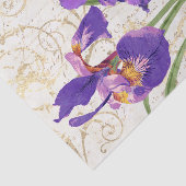 Ontkoppeling van het Floral Paarse Iris Gold Damas Tissuepapier (Detail)