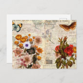  ontkoppeling van kleurrijke flora briefkaart (Voorkant / Achterkant)