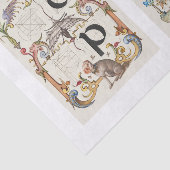 Ontkoppeling van monogram-kalligrafie tissuepapier (Detail)