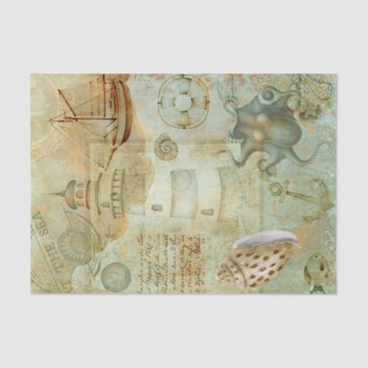 Ontkoppeling van Nautical Light House Ocean Ship S Tissuepapier (Voorkant)