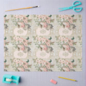 Ontkoppeling van Pink Gold Floral Ephemera Tissuepapier (Craft)