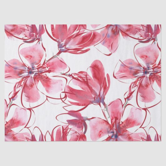 Ontkoppeling van rode Floral-Waterverf Tissuepapier (Voorkant)