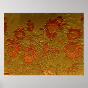 Ontkoppeling van zonnebloem Oranje goudkunst Poster