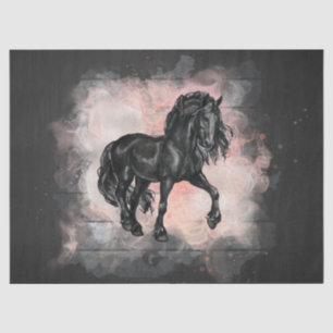 Ontkoppeling van zwarte Friesian Horse Tissuepapier