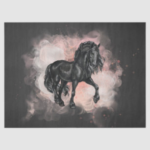 Ontkoppeling van zwarte Friesian Horse Tissuepapier