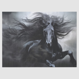 Ontkoppeling van zwarte Friesian Horse Tissuepapier
