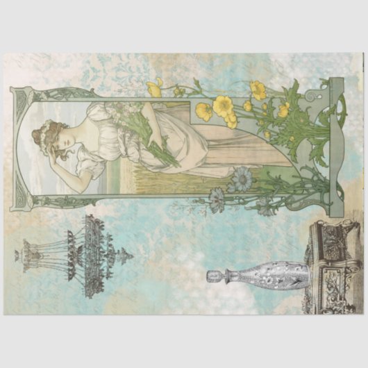 *~*  ontkoppeling Vrouw Art Nouveau AR23 Tissuepapier (Voorkant)