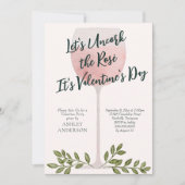 Ontkurk de Rosé Wijn Valentijnsdag Feest Kaart (Voorkant)