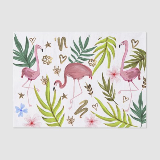 Ontmanteling Girly Glitter Boho Flamingo Tissue Pa Tissuepapier (Voorkant)