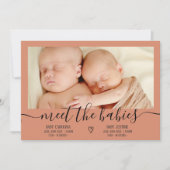 Ontmoet babyscript boho 3 foto baby tweeling geboo aankondiging (Voorkant)