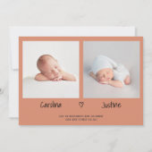 Ontmoet babyscript boho 3 foto baby tweeling geboo aankondiging (Achterkant)