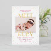 Ontmoet de Folie van de Baby Moderne Aankondiging  (Staand Voorkant)