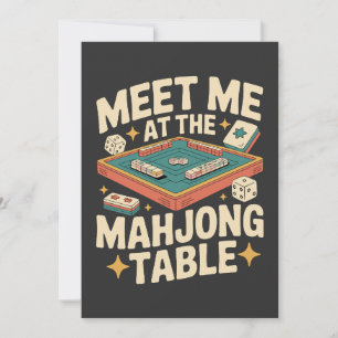 Ontmoet me aan de Mahjongtafel Retro Vintage Bedankkaart