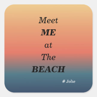 Ontmoet Me Bij Het Strand Zomer Strand Zonsopgang Vierkante Sticker