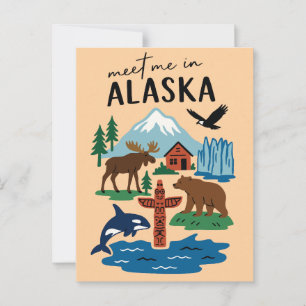Ontmoet Me In Alaska Icons Retro Briefkaart