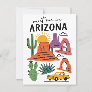 Ontmoet Me In Arizona Woestijn Cactus Rode Rotsen Briefkaart