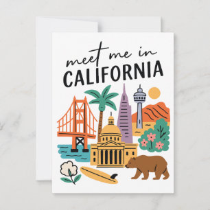 Ontmoet me in Californië Golden Gate Bear Surf Briefkaart