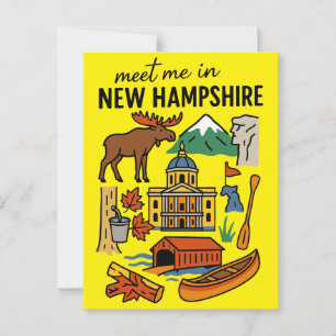 Ontmoet me in de bergen van New Hampshire Retro Ic Briefkaart