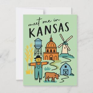 Ontmoet me in Kansas Vintage Prairie Staatsboerenl Briefkaart