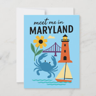 Ontmoet me in Maryland Vuurtoren Retro Oostkust Briefkaart