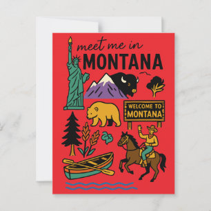 Ontmoet Me In Montana Vintage Cowboy Staat Reizen Briefkaart