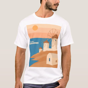 Ontmoet me in Mykonos: minimalistische Griekse win T-shirt
