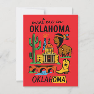 Ontmoet me in Oklahoma Retro Native Amerikaanse Co Briefkaart