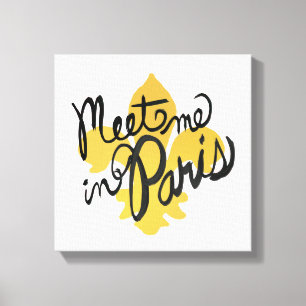 Ontmoet me in Parijs Black en Gold Canvas Afdruk