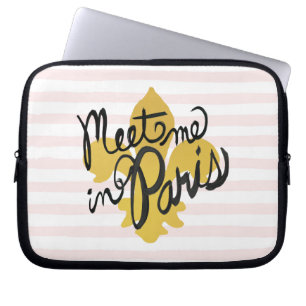 Ontmoet me in Parijs Black en Gold Laptop Sleeve