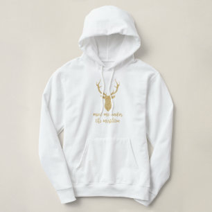 Ontmoet me onder de maîtletoe - Gold Kerstdeer Hoodie