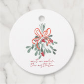 Ontmoet me onder de mistletoe bedankjes labels (Voorkant)