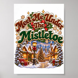 Ontmoet me onder de mistletoe, gezellige wintercab poster