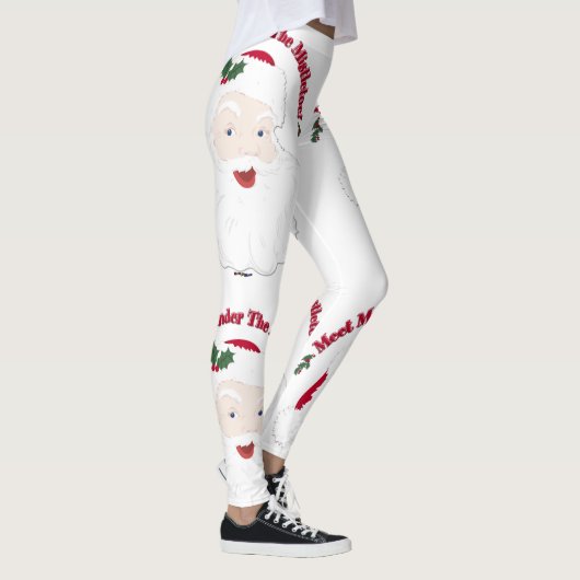 Ontmoet me onder de Mistletoe  kerstman Leggings (Rechts)
