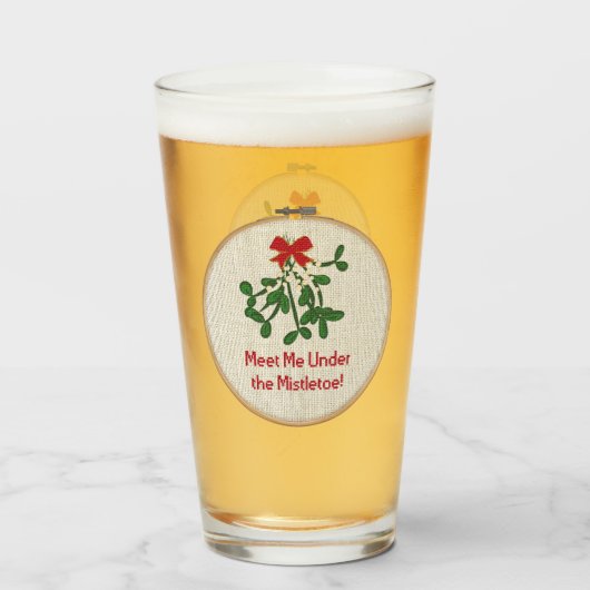 Ontmoet me onder de mistletoe | Kerstmis Glas (Voorkant gevuld)