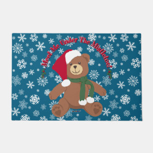 Ontmoet me onder de mistletoe! KerstTeddy Bear Deurmat