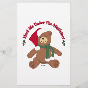 Ontmoet me onder de mistletoe! Kerstteddybeer Briefpapier