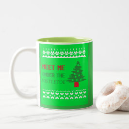 Ontmoet me onder de mistletoe tweekleurige koffiemok