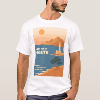 Ontmoet me op Kreta: minimalistische vuurtoren van T-shirt