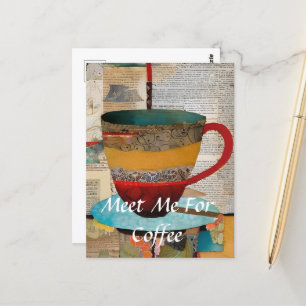 Ontmoet me voor koffie collage briefkaart