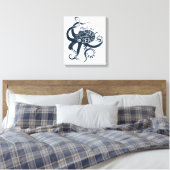 "Ontmoet me waar de lucht het Zee raakt" Octopus Canvas Afdruk (Insitu (Slaapkamer))