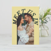 Ontmoet ons bij Bestemming Boog Foto Citrus Bruilo Save The Date (Staand voorkant)