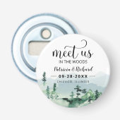 Ontmoet ons in de buitenbruiloft van de Bossen spa Button Flesopener (Voorkant)