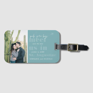 Ontmoet ons in Moderne foto Save the Date Bagagelabel