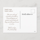 "Ontmoet ons kleine" briefkaart van de geboorteaan (Achterkant)