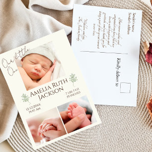 "Ontmoet ons kleine" briefkaart van de geboorteaan