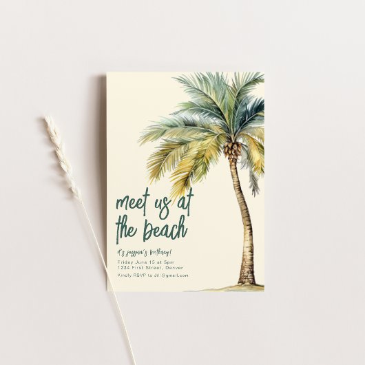 Ontmoet ons op de Beach Birthday Invite Kaart