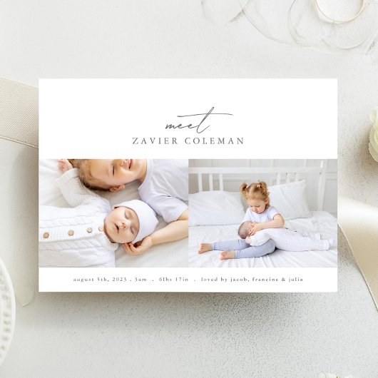 "Ontmoet" onze baby foto collage geboorte Aankondiging